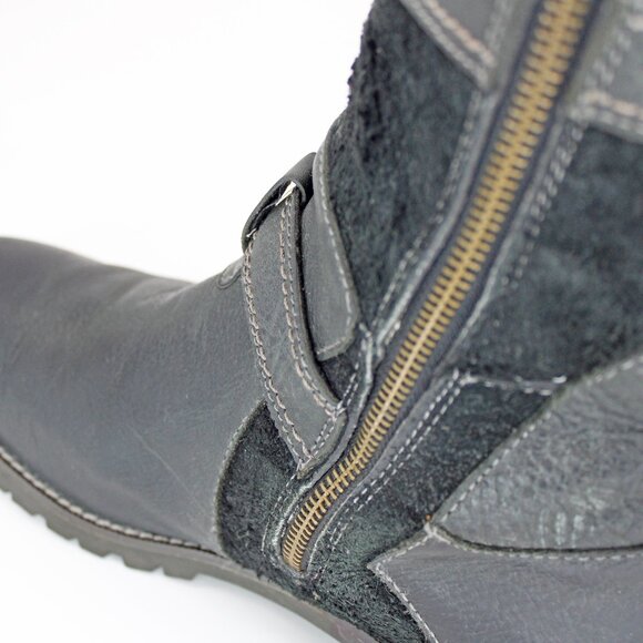 Ariat ‘Highland’ Black Suede and Leather Knee High Buckle Moto Boots - Picture 7 of 7